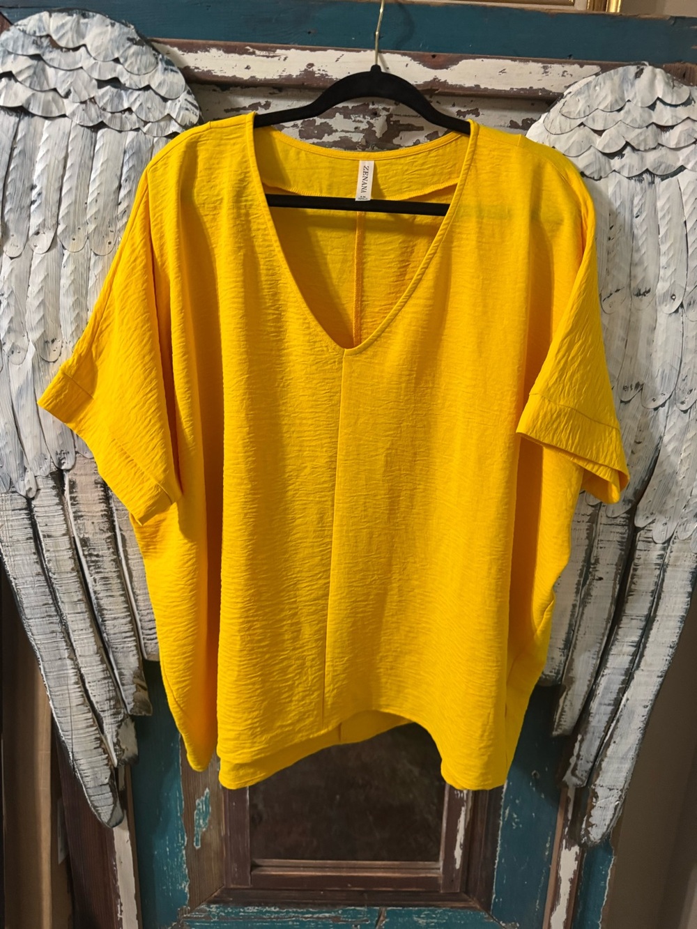Women's V-Neck Yellow Tunic Top